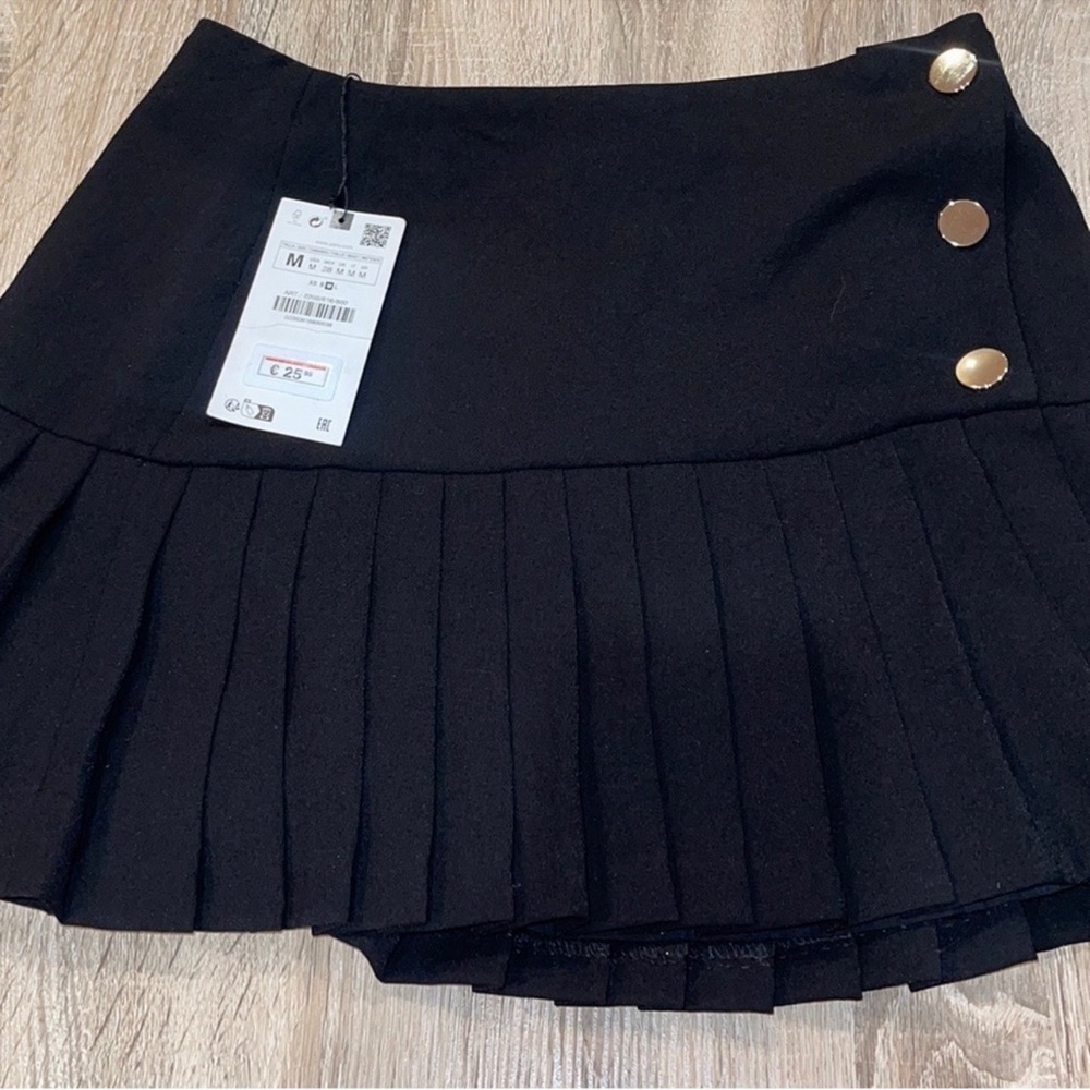 ZARA black gold button skirt